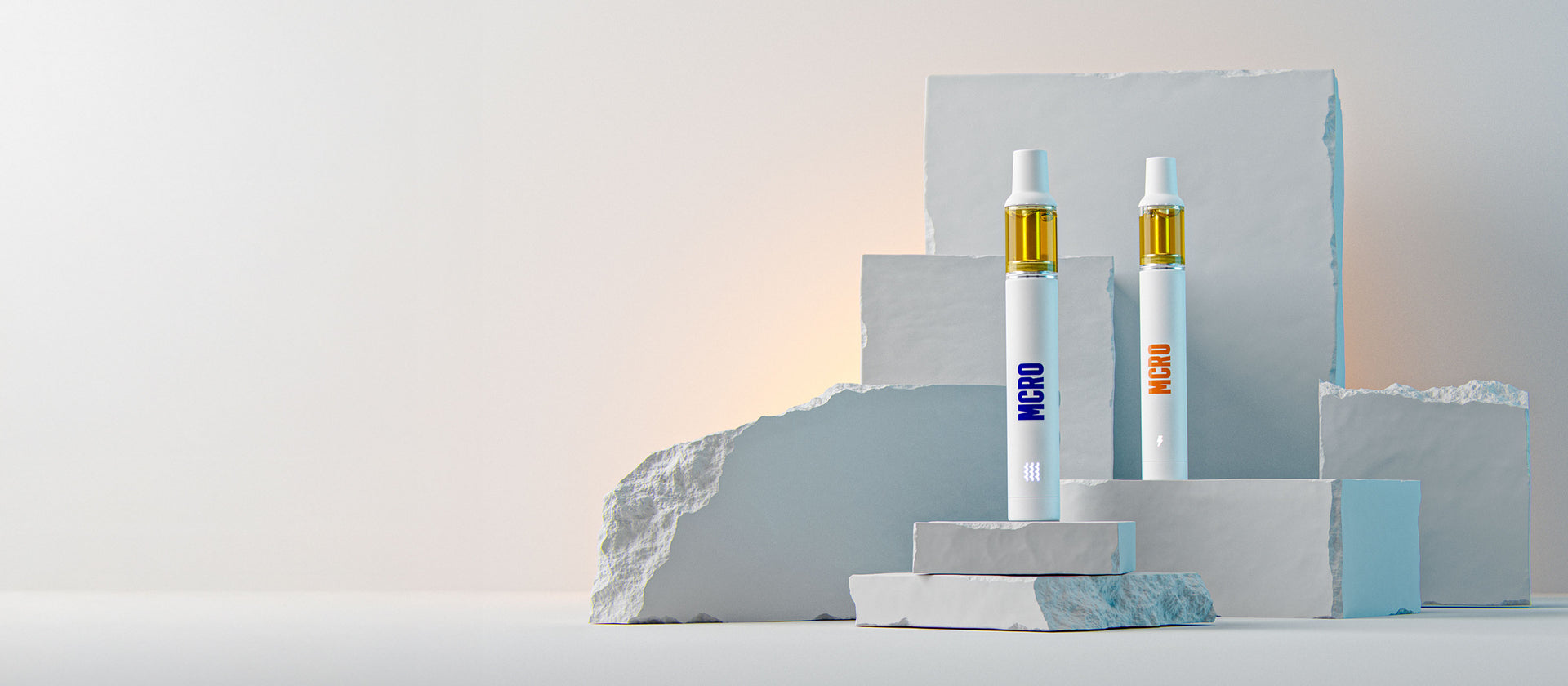 MCRO Pens sitting on rocks - Functional THC - Microdosing - Edibles