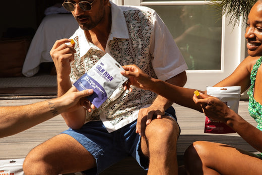 Friends sharing MCRO Edibles - Microdosing - THC - Calm Down - Anxiety Relief - MCRO