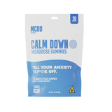 Calm Down THC Gummies -Microdose for Relaxation - Reishi Functional Mushrooms - Front Shot of 10ct Product - MCRO Edibles in the U.S