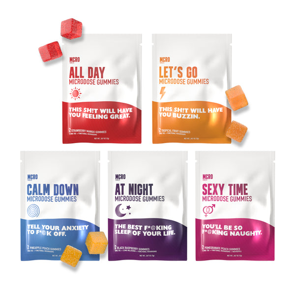 2ct - Try All - Sample Box - THC - Delta 9 - Edibles - MCRO - Calm Down - Sexy Time - All Day - At Night - Lets Go