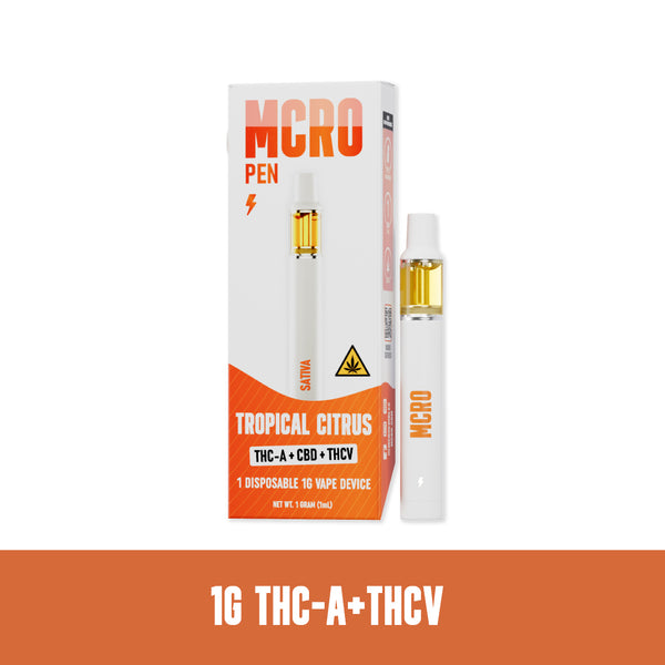 Tropical Citrus 1G Disposable Vape - THCA and THCV - Front Shot Render - MCRO Edibles in the U.S.